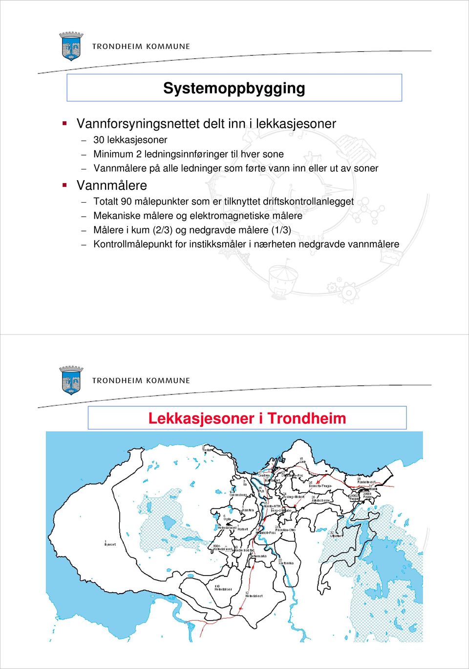 målepunkter som er tilknyttet driftskontrollanlegget Mekaniske målere og elektromagnetiske målere Målere i kum