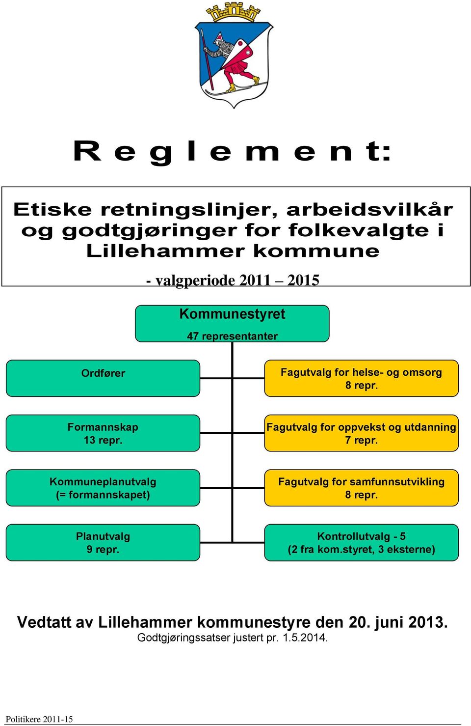 Fagutvalg for oppvekst og utdanning 7 repr. Kommuneplanutvalg (= formannskapet) Fagutvalg for samfunnsutvikling 8 repr.