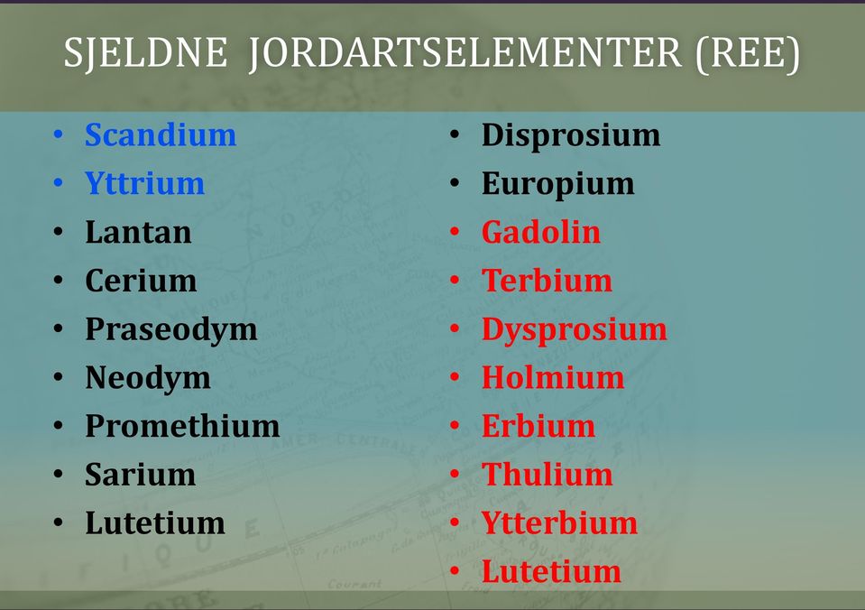 Lutetium Disprosium Europium Gadolin Terbium