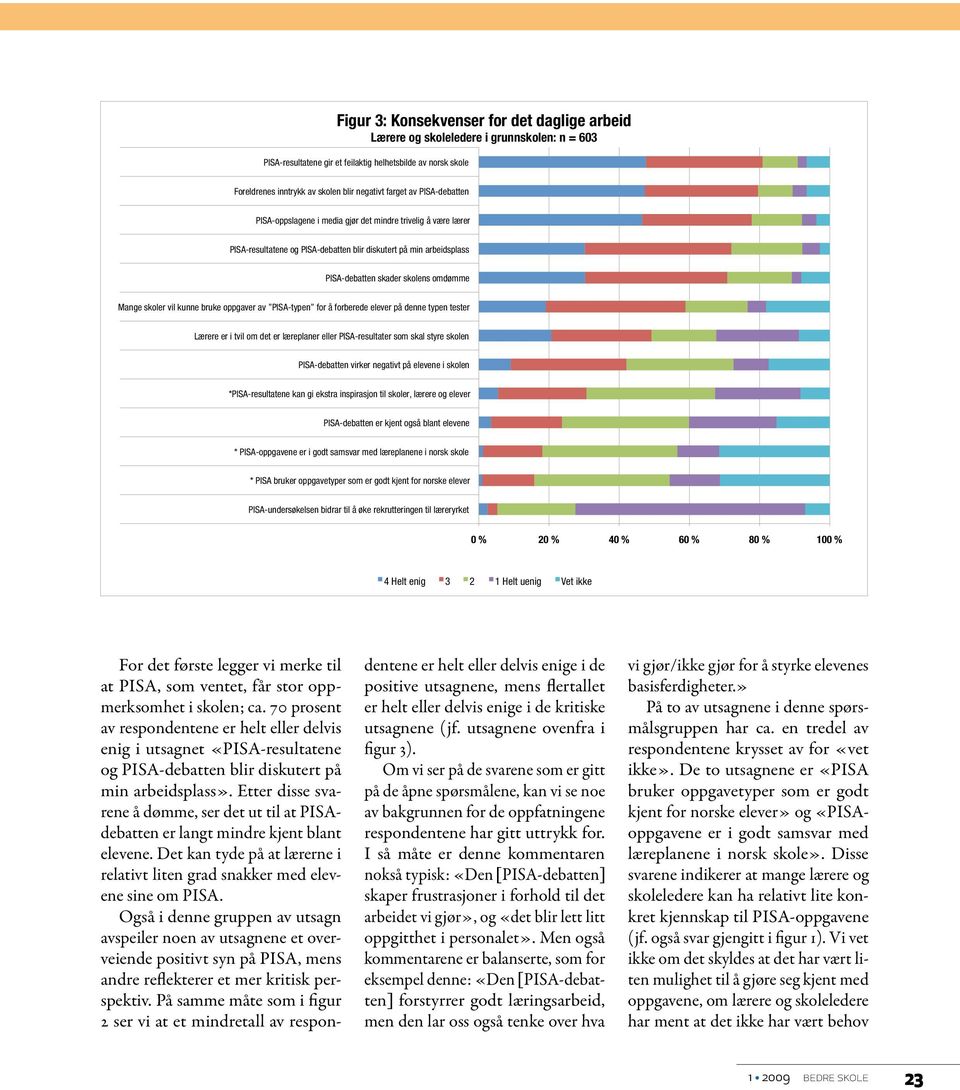 skoler vil kunne bruke oppgaver av PISA-typen for å forberede elever på denne typen tester Lærere er i tvil om det er læreplaner eller PISA-resultater som skal styre skolen PISA-debatten virker