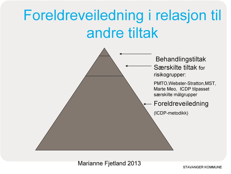 PMTO,Webster-Stratton,MST, Marte Meo, ICDP tilpasset