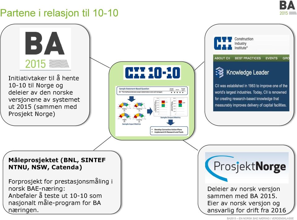 Catenda) Forprosjekt for prestasjonsmåling i norsk BAE-næring: Anbefaler å teste ut 10-10 som nasjonalt