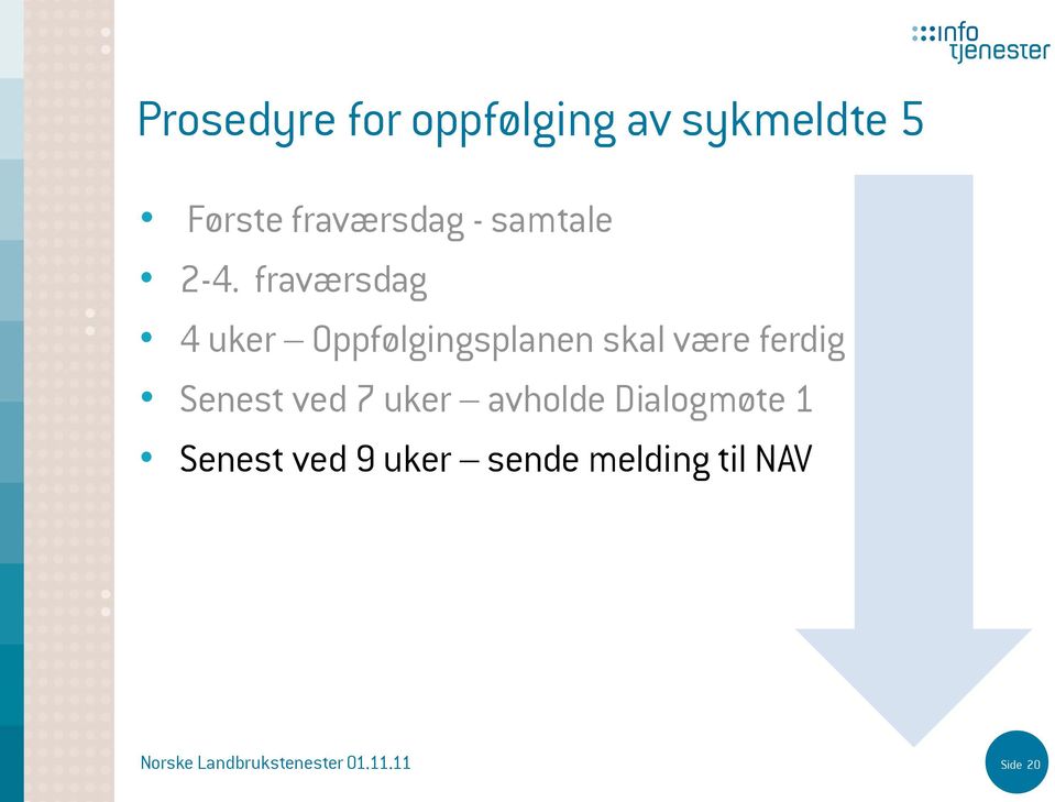 fraværsdag 4 uker Oppfølgingsplanen skal være ferdig