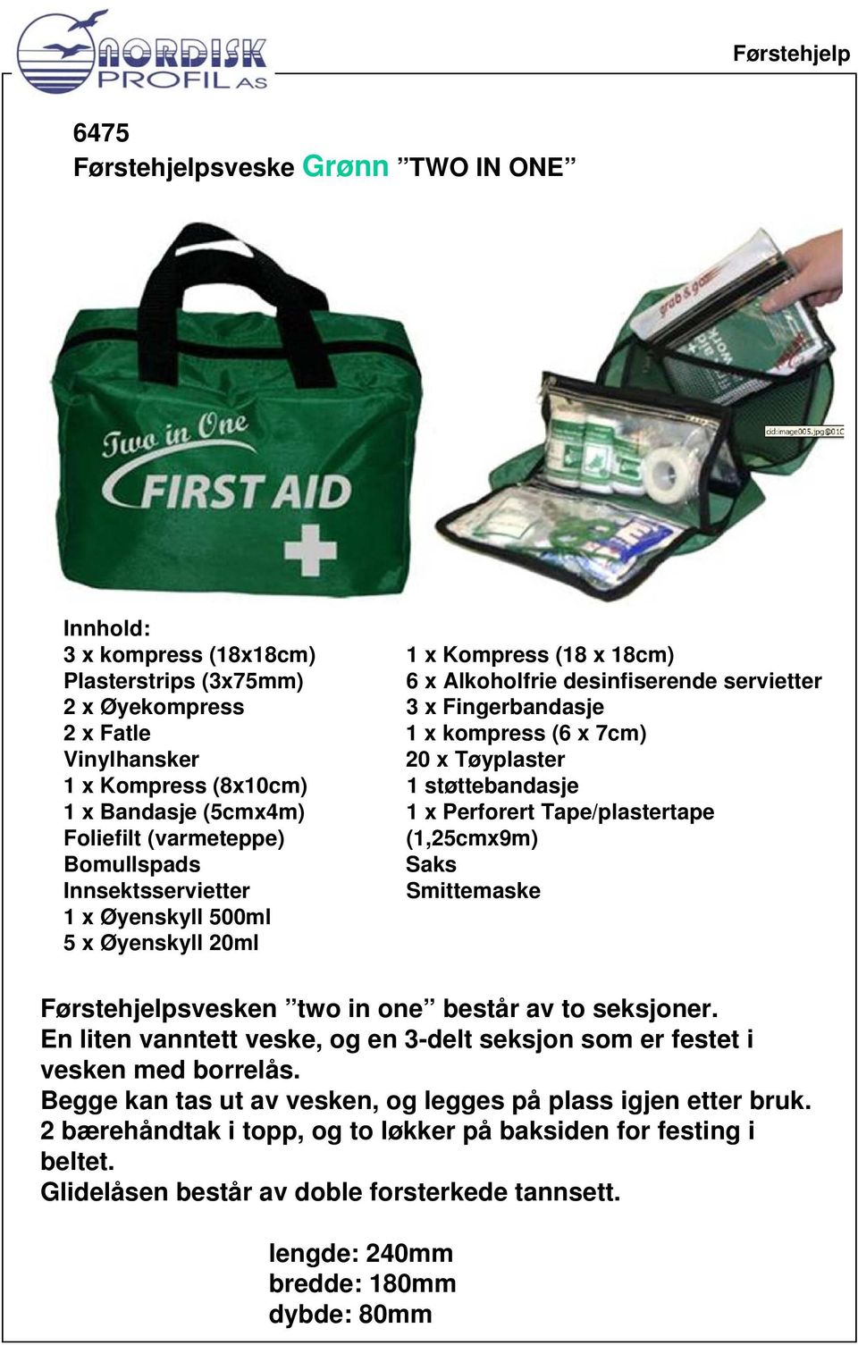 Førstehjelpsveske XXL "FIRST AID BAG" m/skulderreim og refleks - PDF Gratis  nedlasting