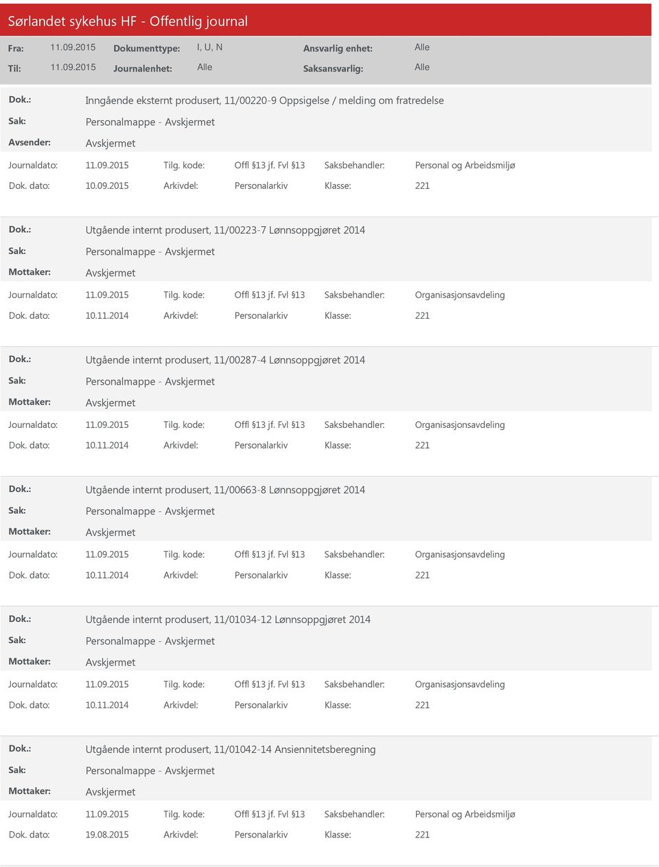 11/00287-4 Lønnsoppgjøret 2014 Personalmappe - Utgående internt produsert, 11/00663-8 Lønnsoppgjøret 2014 Personalmappe - Utgående internt