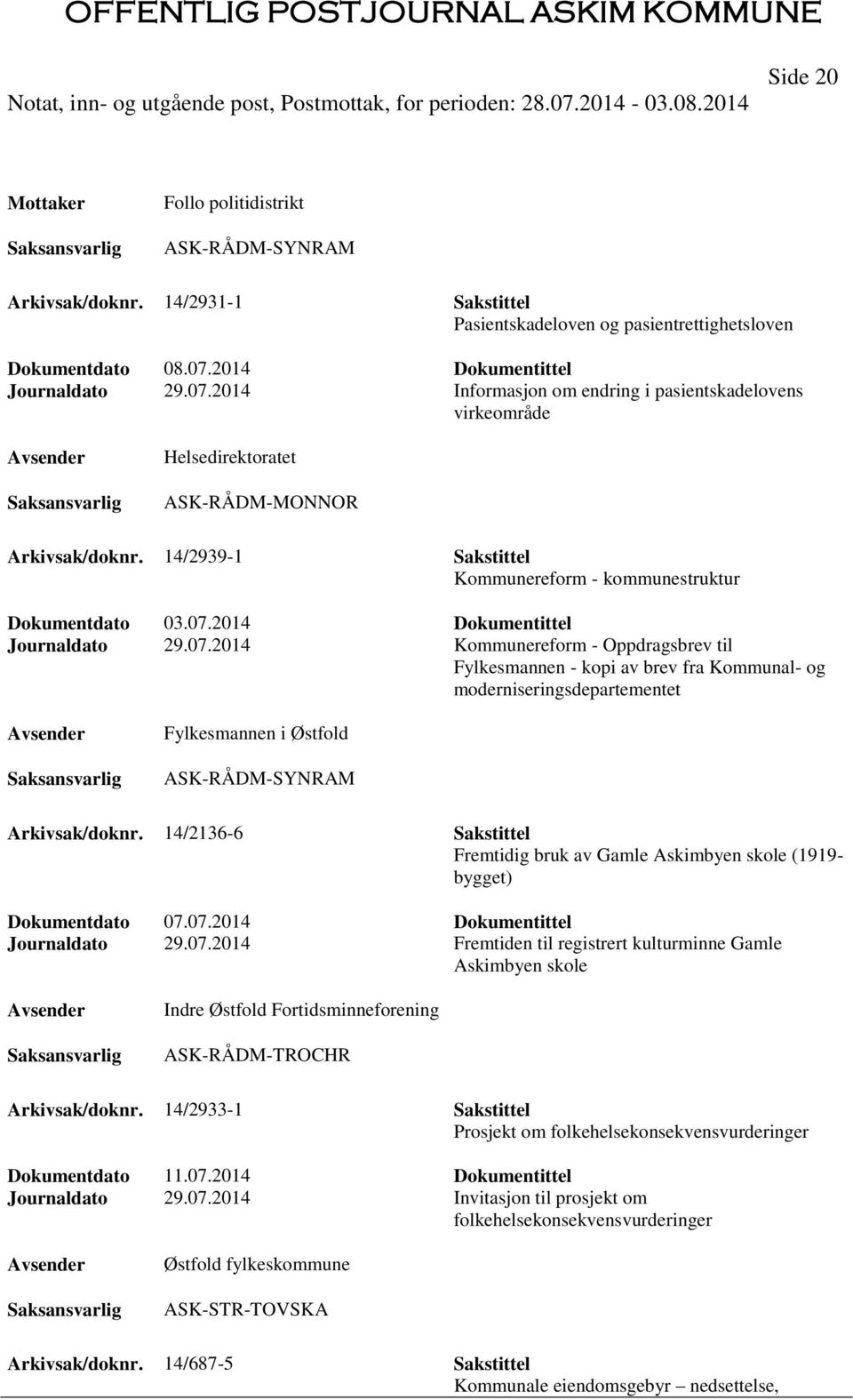 14/2939-1 Sakstittel Kommunereform - kommunestruktur Dokumentdato 03.07.