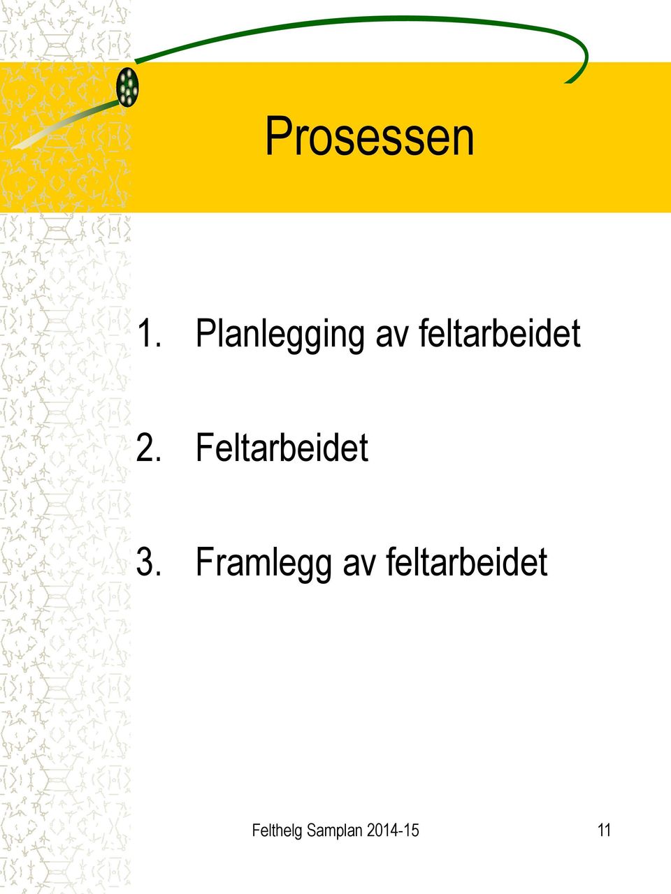 2. Feltarbeidet 3.