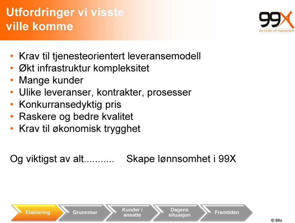 Konkurransedyktig pris Raskere og bedre kvalitet Krav til økonomisk trygghet Og