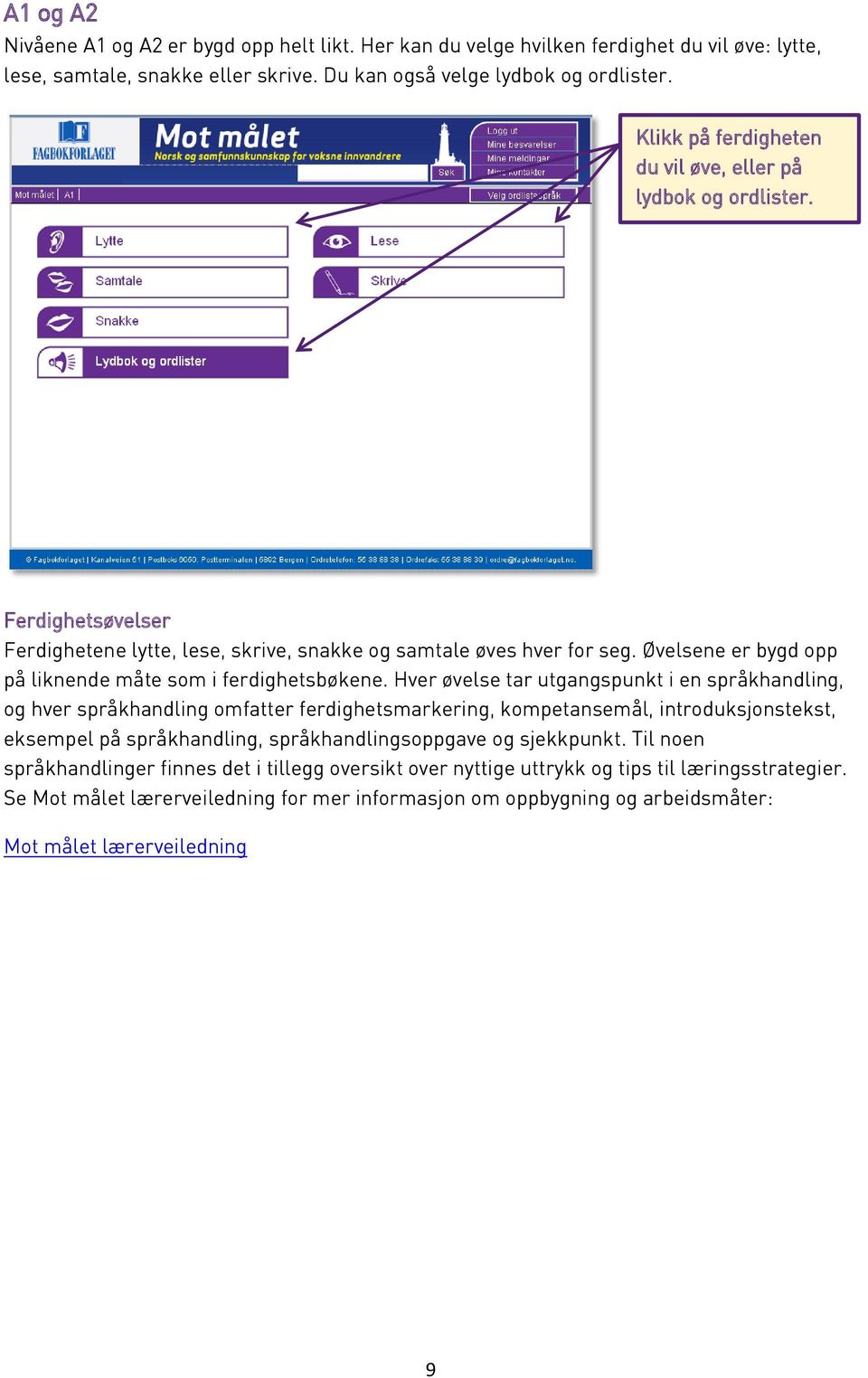 Øvelsene er bygd opp på liknende måte som i ferdighetsbøkene.