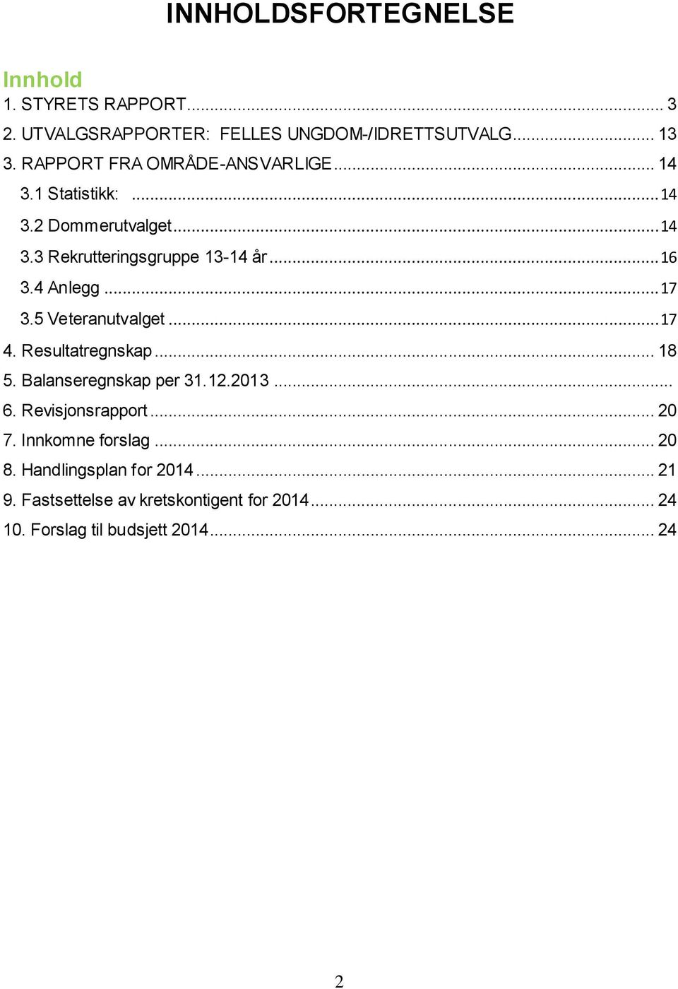 4 Anlegg... 17 3.5 Veteranutvalget... 17 4. Resultatregnskap... 18 5. Balanseregnskap per 31.12.2013... 6. Revisjonsrapport.