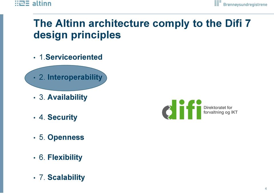 Interoperability 3. Availability 4.