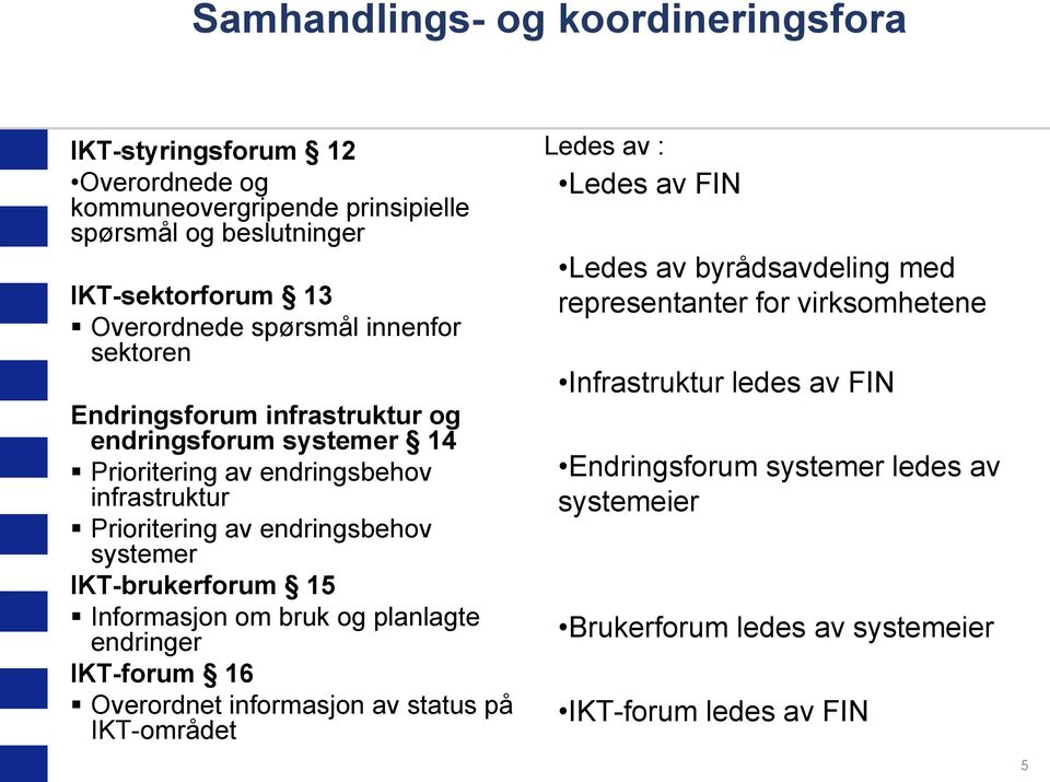 systemer IKT-brukerforum 15 Informasjon om bruk og planlagte endringer IKT-forum 16 Overordnet informasjon av status på IKT-området Ledes av : Ledes av FIN Ledes av