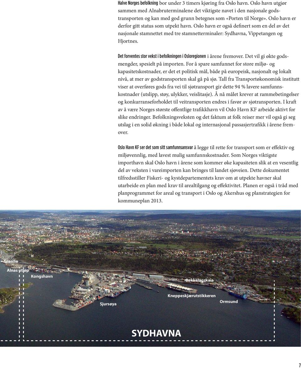 Oslo havn er derfor gitt status som utpekt havn. Oslo havn er også definert som en del av det nasjonale stamnettet med tre stamnetterminaler: Sydhavna, Vippetangen og Hjortnes.