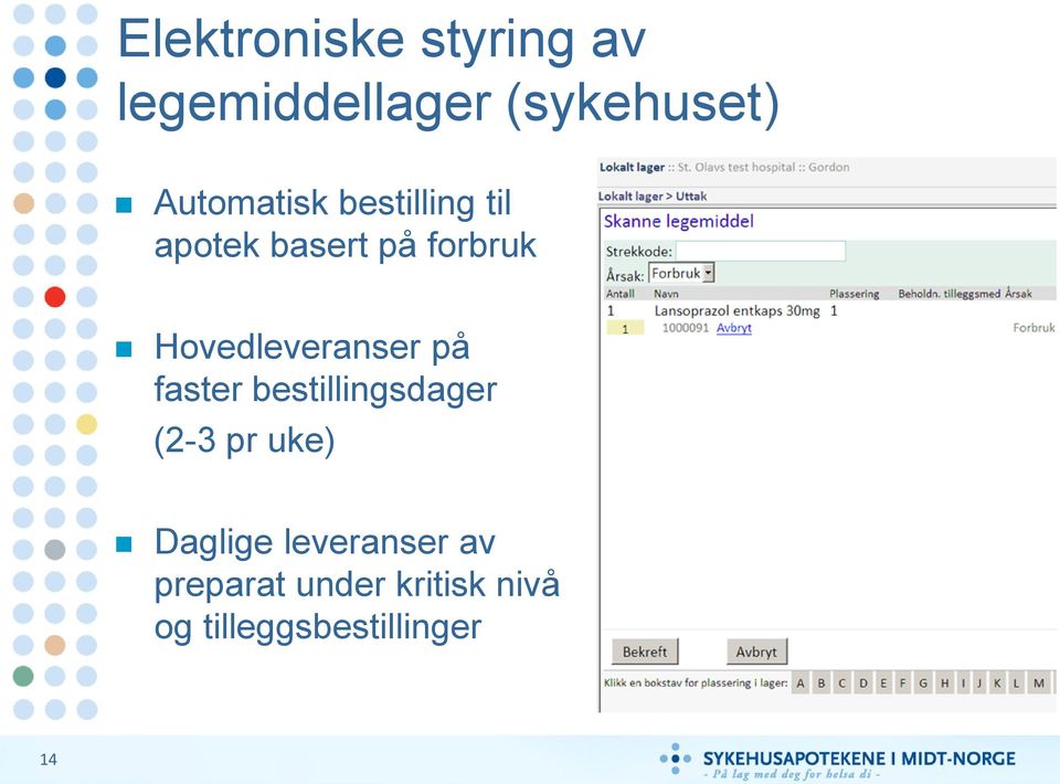 Hovedleveranser på faster bestillingsdager (2-3 pr uke)