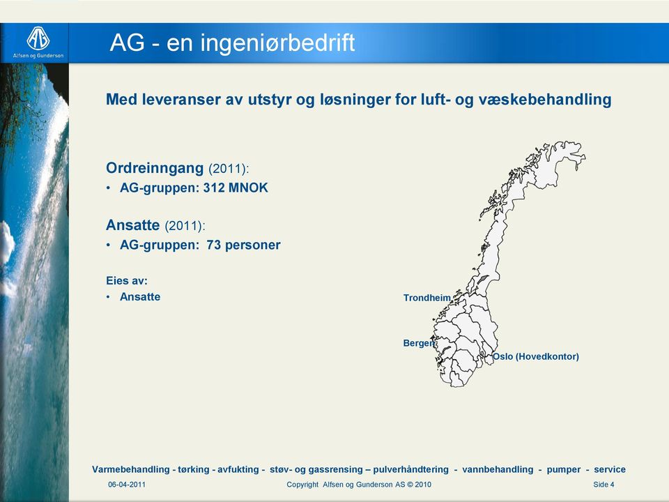 Ansatte (2011): AG-gruppen: 73 personer Eies av: Ansatte Trondheim