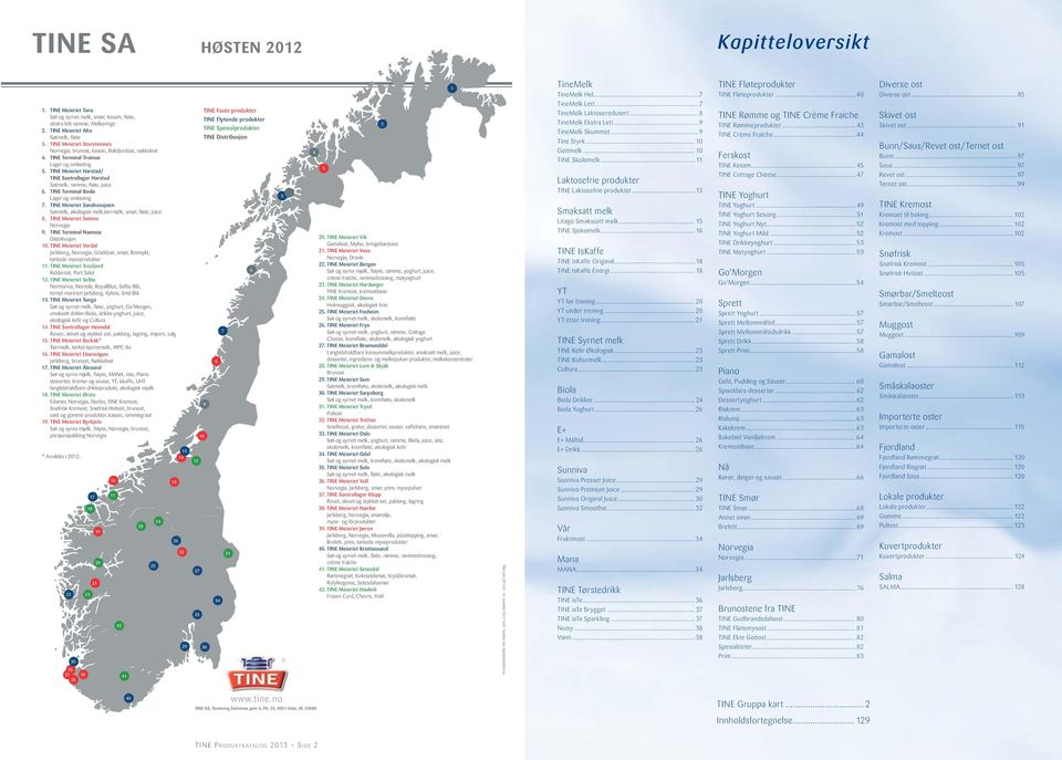 TINE Meieriet Harstad/ TINE Sentrallager Harstad Søtmelk, rømme, fløte, juice 6. TINE Terminal Bodø Lager og omlasting 7.