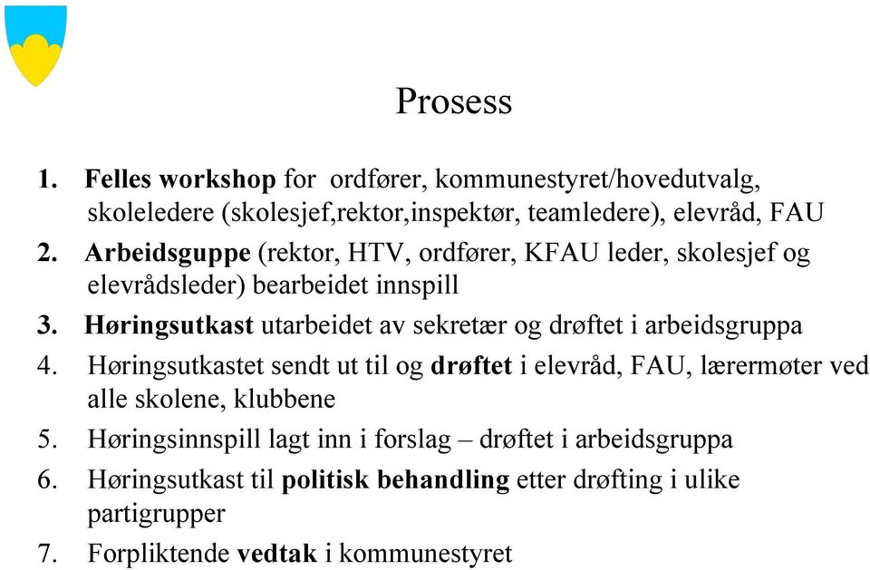 Høringsutkast utarbeidet av sekretær og drøftet i arbeidsgruppa 4.