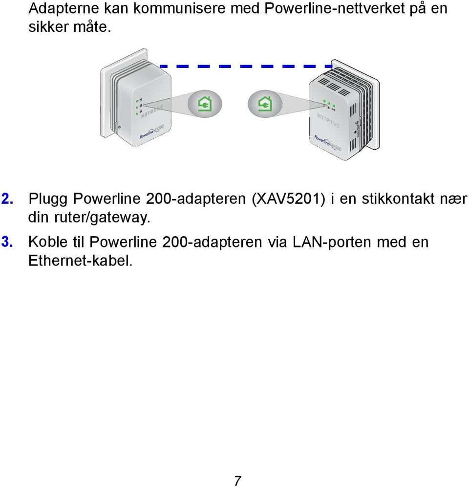 Plugg Powerline 200-adapteren (XAV5201) i en stikkontakt