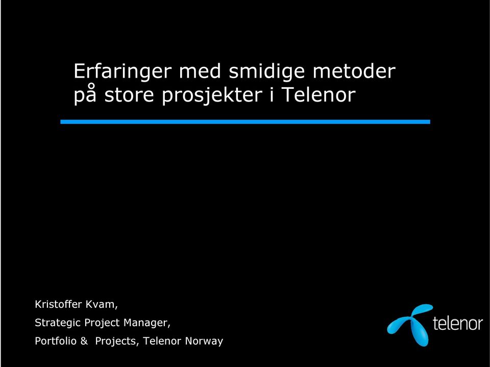 Kristoffer Kvam, Strategic Project