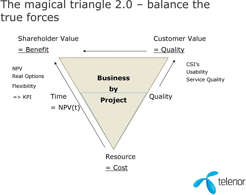 Customer Value = Quality NPV Real Options Flexibility =>