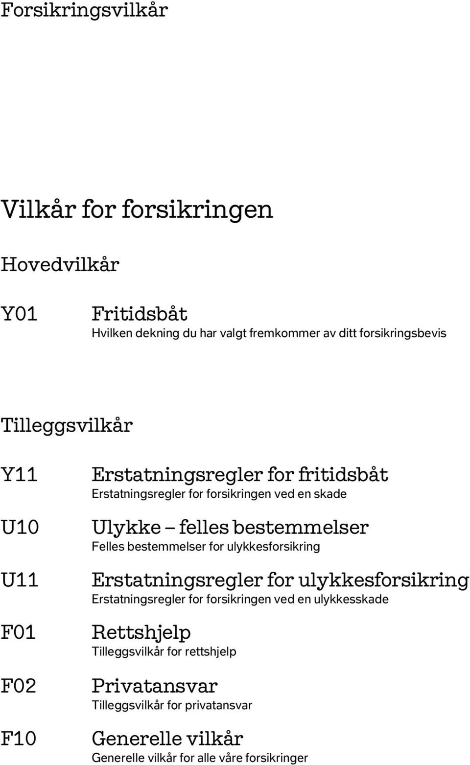 bestemmelser for ulykkesforsikring Erstatningsregler for ulykkesforsikring Erstatningsregler for forsikringen ved en ulykkesskade