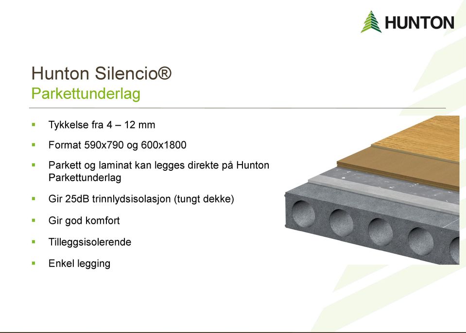 direkte på Hunton Parkettunderlag Gir 25dB