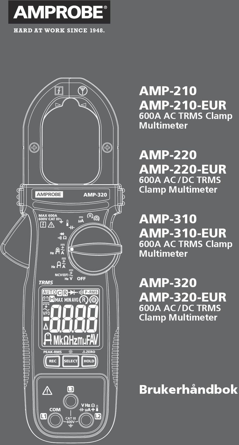 AMP-310 AMP-310-EUR 600A AC TRMS Clamp Multimeter