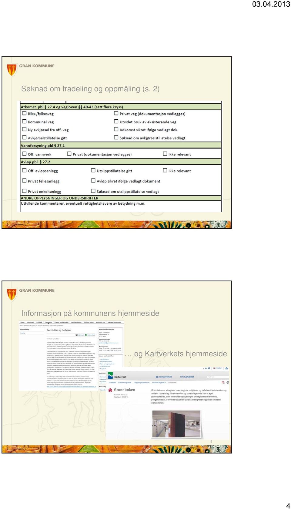 hjemmeside og Kartverkets