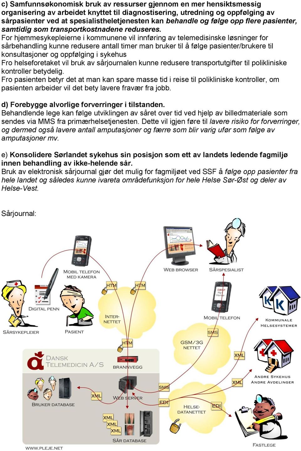 For hjemmesykepleierne i kommunene vil innføring av telemedisinske løsninger for sårbehandling kunne redusere antall timer man bruker til å følge pasienter/brukere til konsultasjoner og oppfølging i