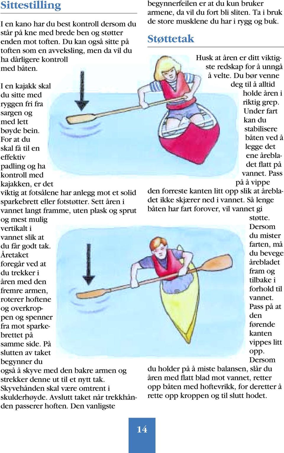 For at du skal få til en effektiv padling og ha kontroll med kajakken, er det viktig at fotsålene har anlegg mot et solid sparkebrett eller fotstøtter.