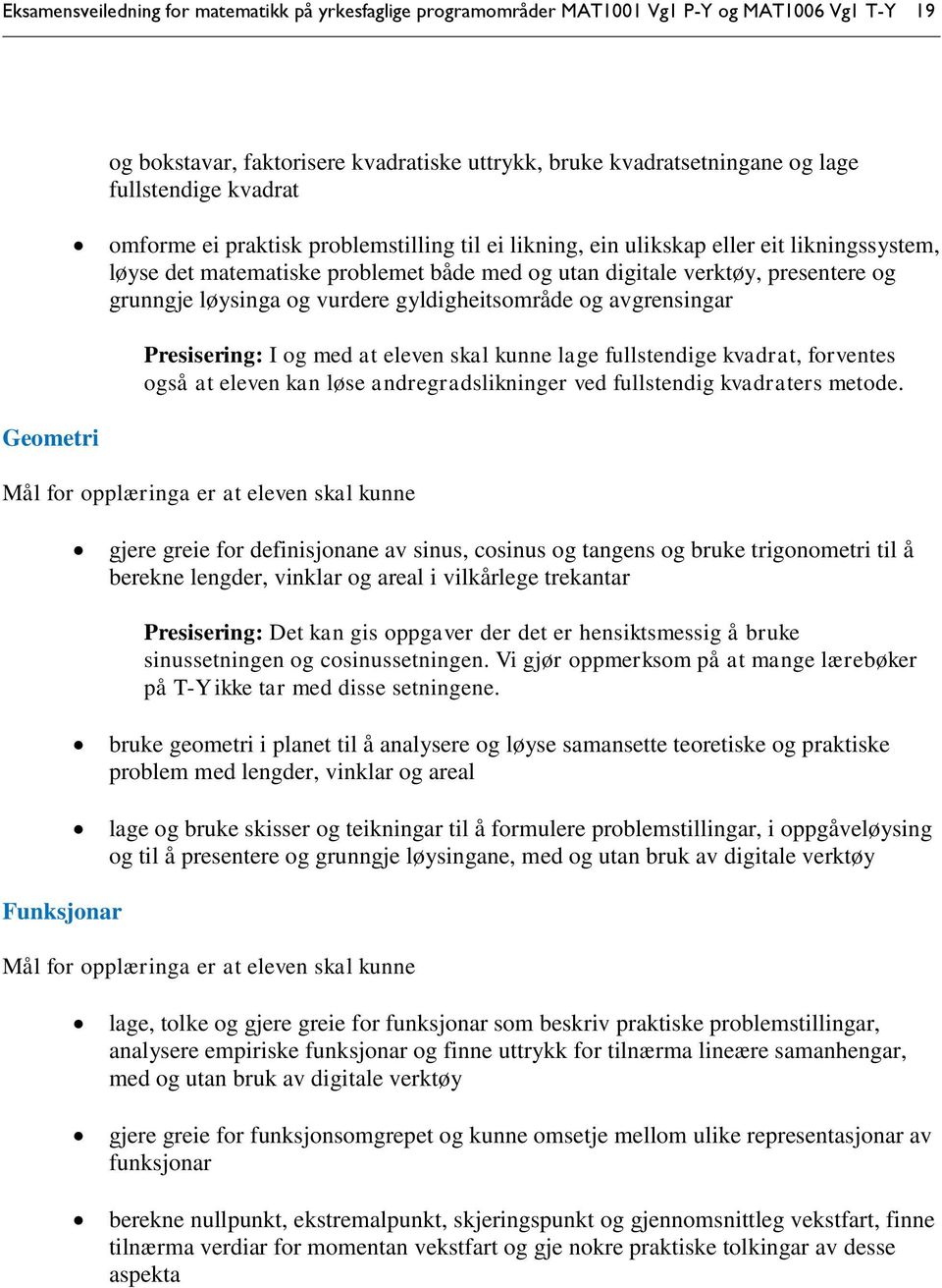 og vurdere gyldigheitsområde og avgrensingar Presisering: I og med at eleven skal kunne lage fullstendige kvadrat, forventes også at eleven kan løse andregradslikninger ved fullstendig kvadraters