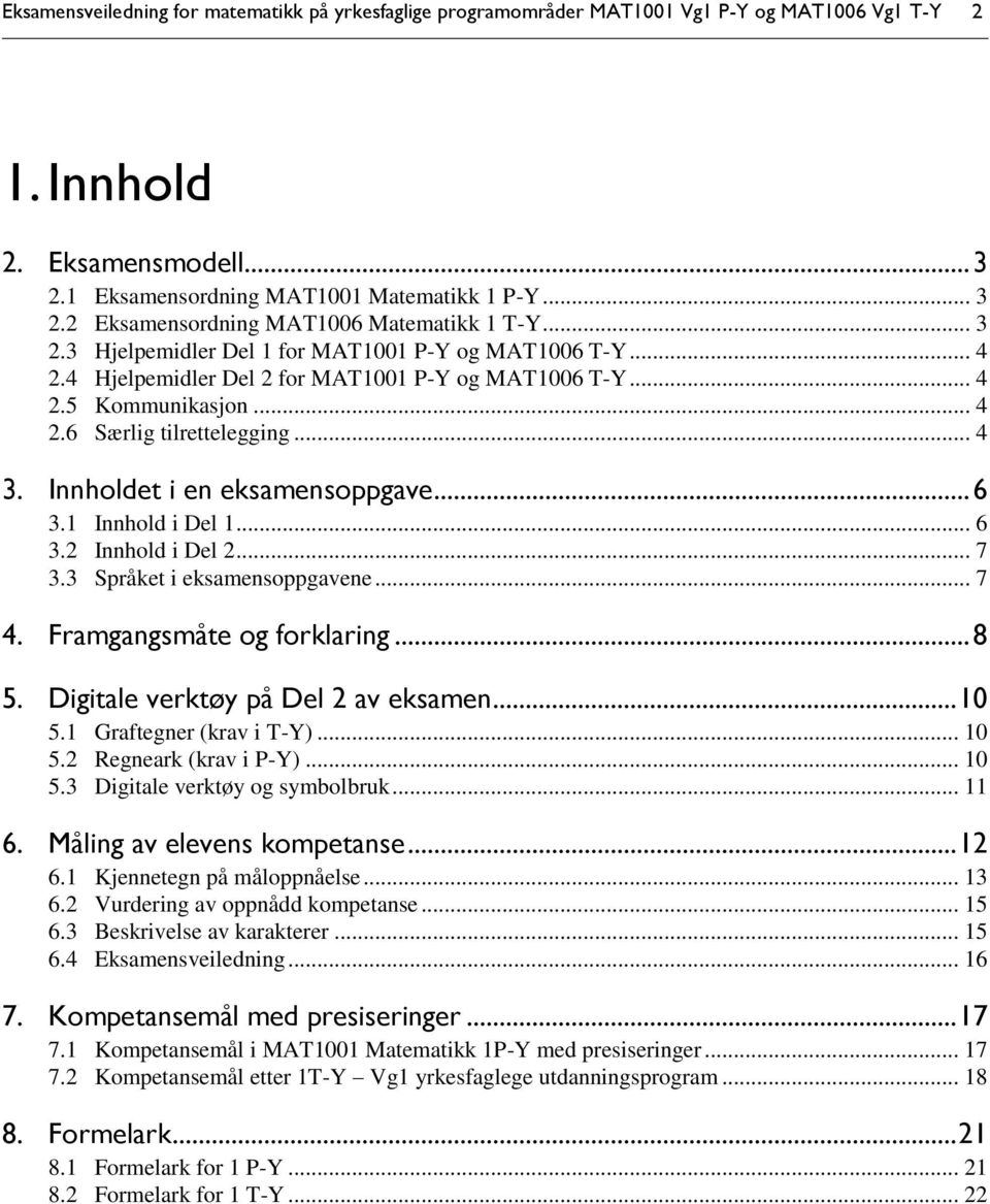 Innholdet i en eksamensoppgave... 6 3.1 Innhold i Del 1... 6 3.2 Innhold i Del 2... 7 3.3 Språket i eksamensoppgavene... 7 4. Framgangsmåte og forklaring... 8 5. Digitale verktøy på Del 2 av eksamen.