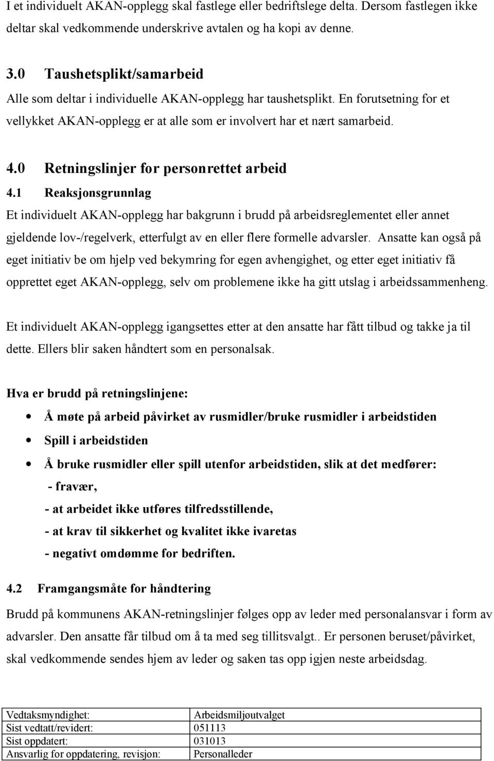 0 Retningslinjer for personrettet arbeid 4.