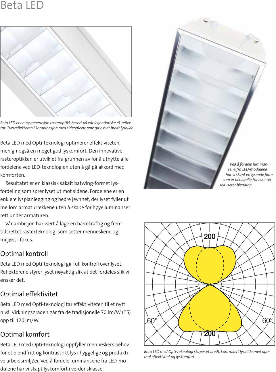 Den innovative rasteroptikken er utviklet fra grunnen av for å utnytte alle fordelene ved LED-teknologien uten å gå på akkord med komforten.