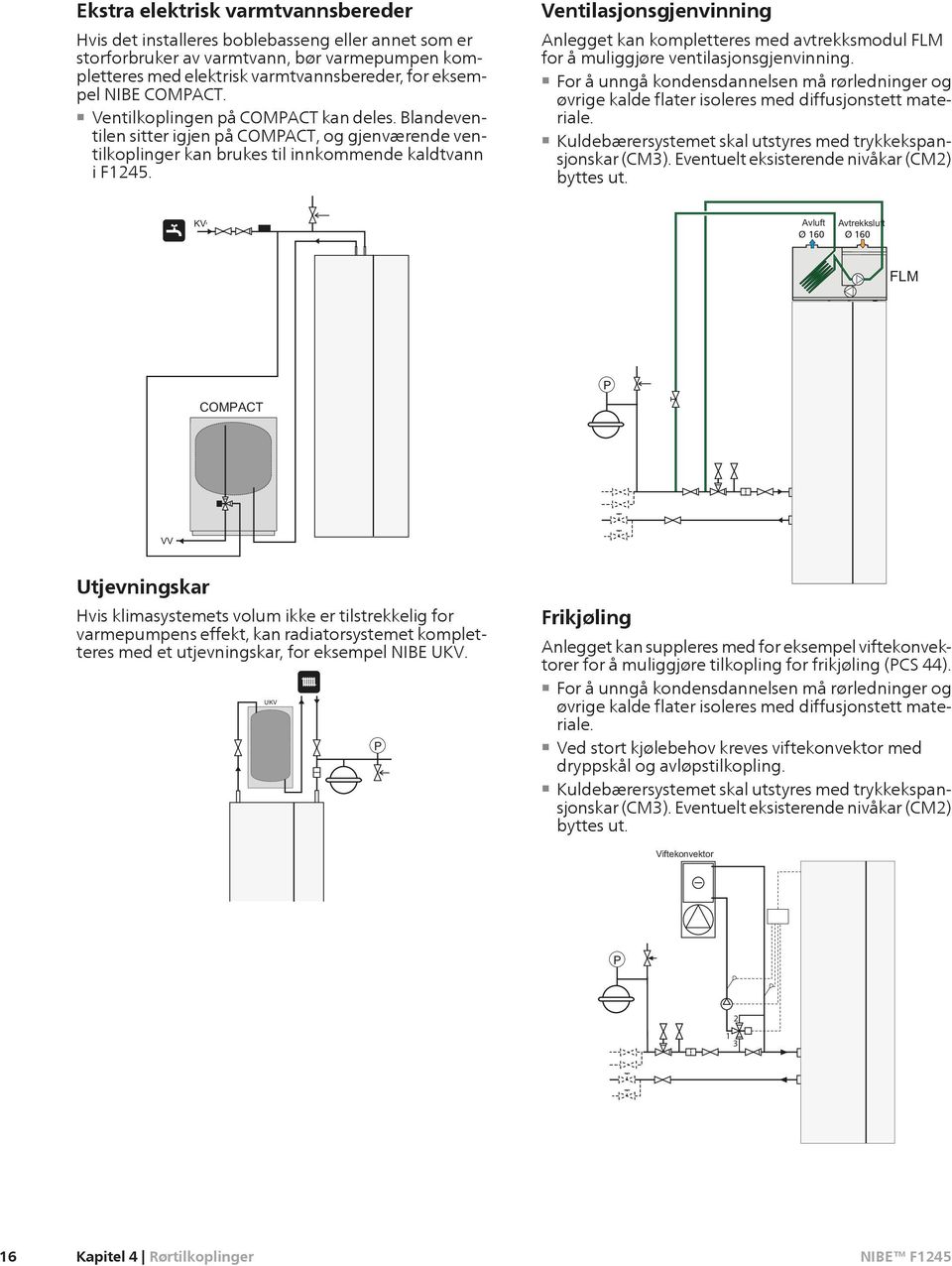 Ventilasjonsgjenvinning Anlegget kan kompletteres med avtrekksmodul FLM for å muliggjøre ventilasjonsgjenvinning.