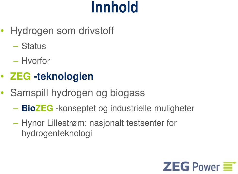 BioZEG -konseptet og industrielle muligheter