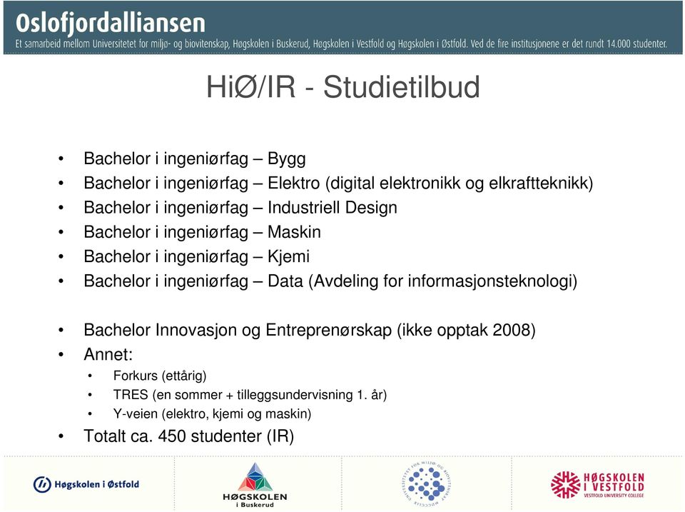 Bachelor i ingeniørfag Data (Avdeling for informasjonsteknologi) Bachelor Innovasjon og Entreprenørskap (ikke opptak