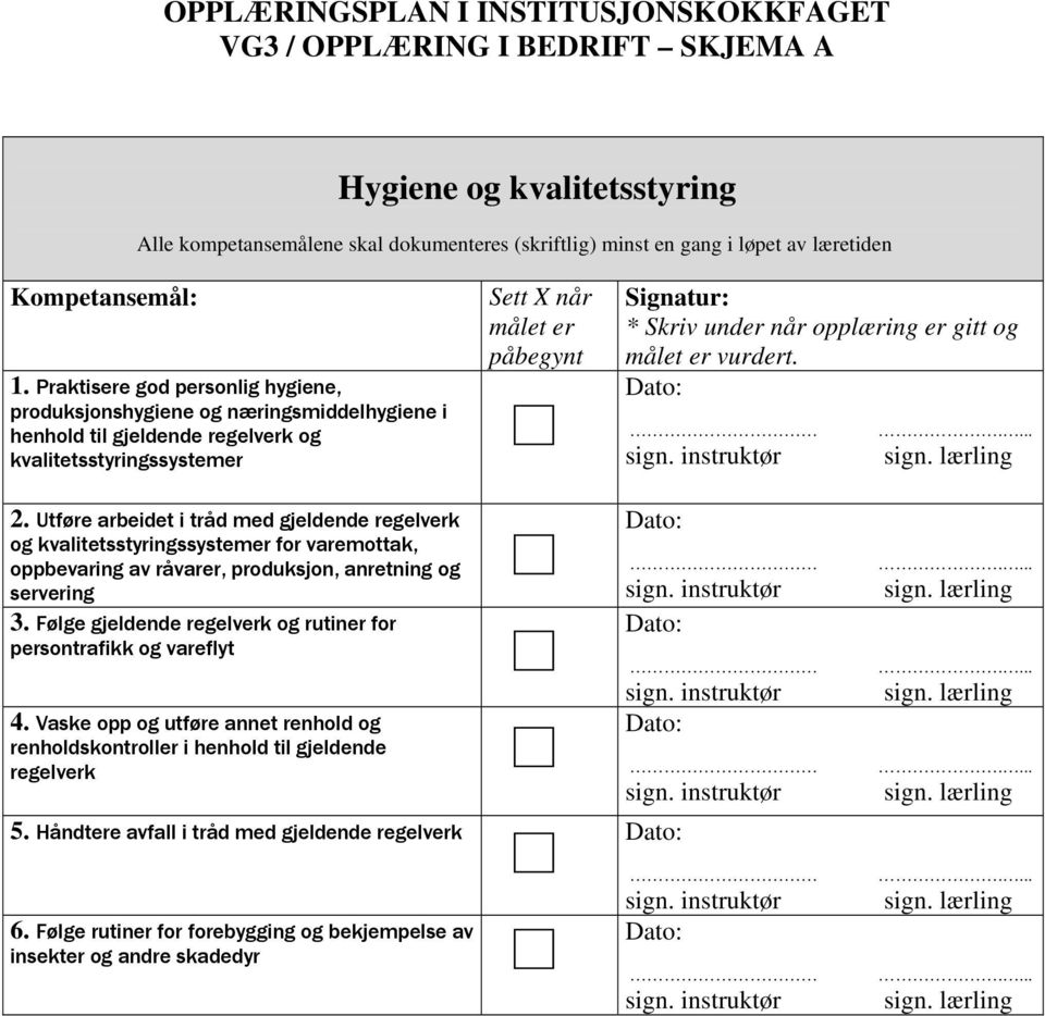 Utføre arbeidet i tråd med gjeldende regelverk og kvalitetsstyringssystemer for varemottak, oppbevaring av råvarer, produksjon, anretning og servering 3.