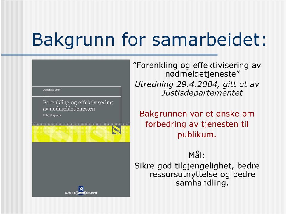 2004, gitt ut av Justisdepartementet Bakgrunnen var et ønske om