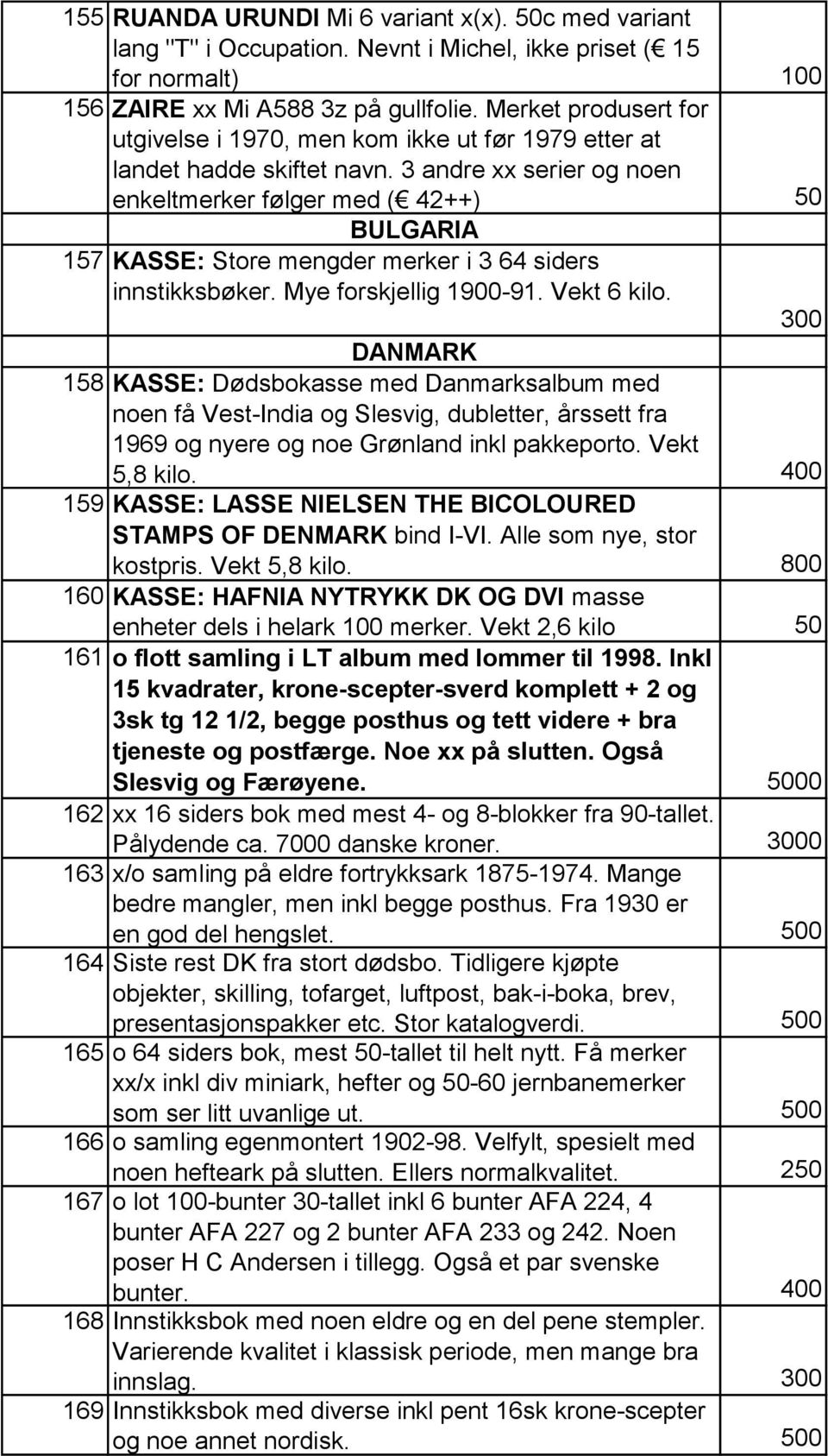 3 andre xx serier og noen enkeltmerker følger med ( 42++) 50 BULGARIA 157 KASSE: Store mengder merker i 3 64 siders innstikksbøker. Mye forskjellig 1900-91. Vekt 6 kilo.