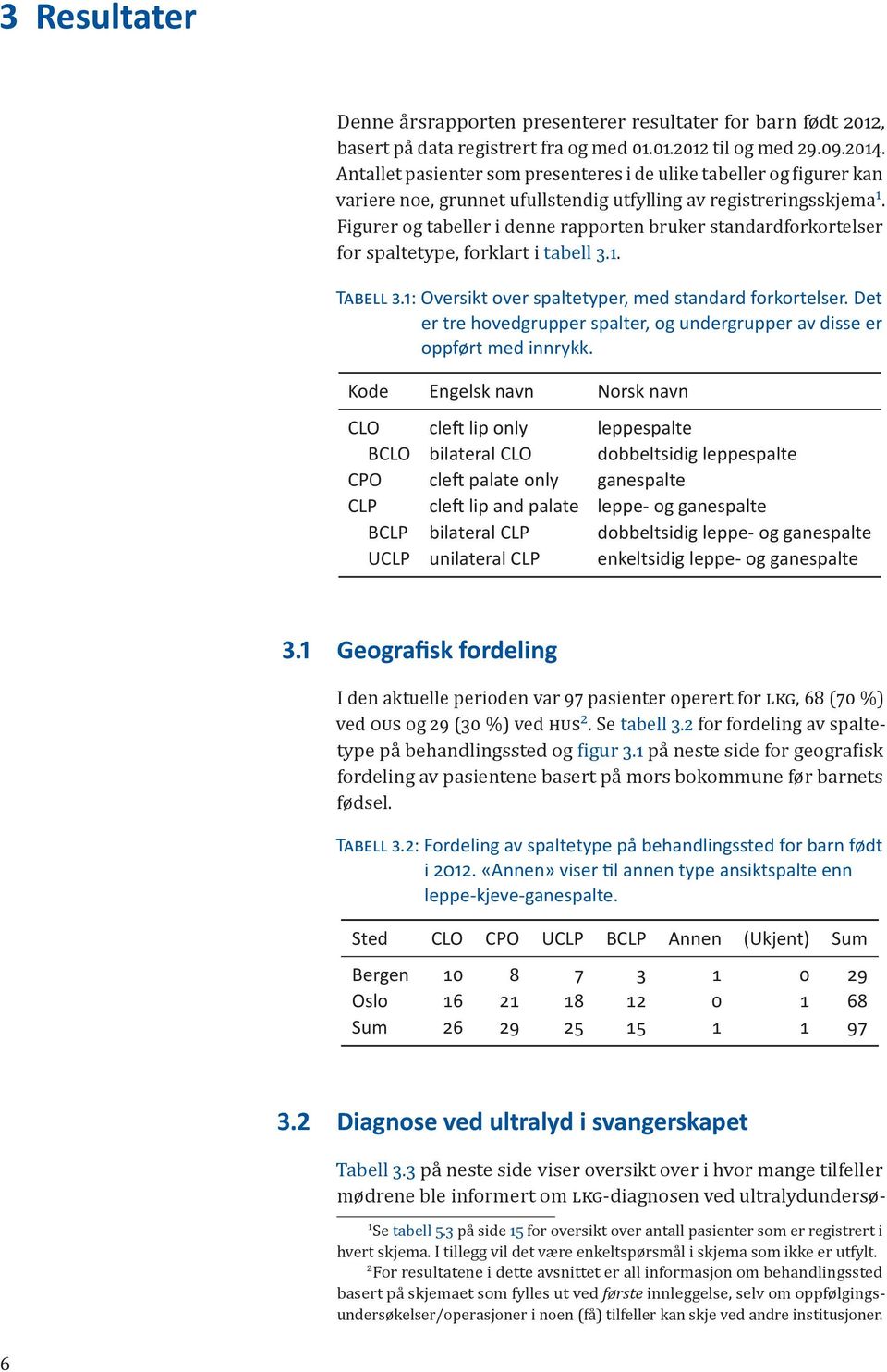 Figurer og tabeller i denne rapporten bruker standardforkortelser for spaltetype, forklart i tabell 3.1. TABELL 3.1: Oversikt over spaltetyper, med standard forkortelser.