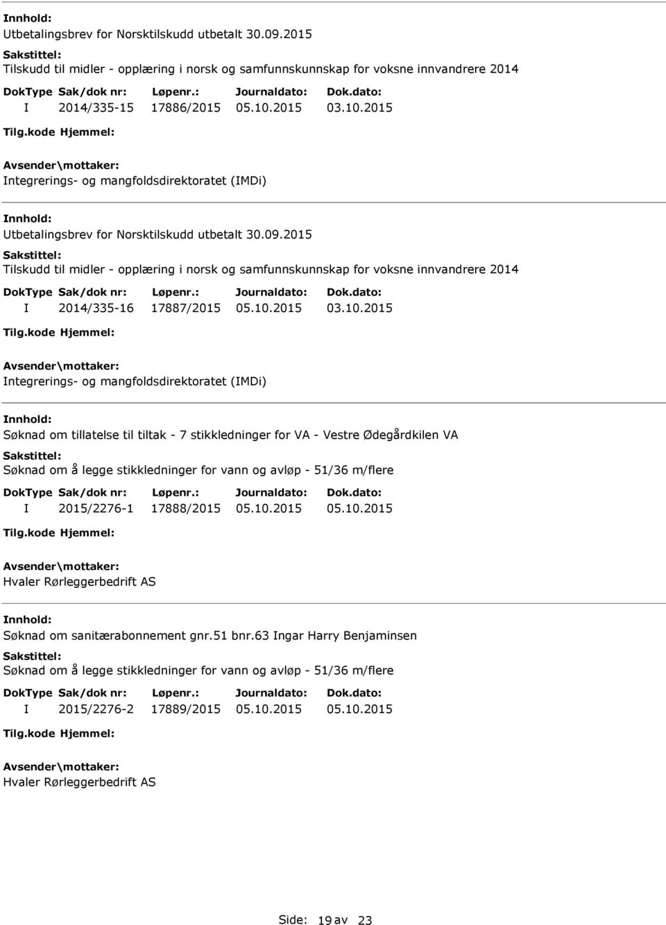 norsk og samfunnskunnskap for voksne innvandrere 2014 2014/335-16 17887/2015 ntegrerings- og mangfoldsdirektoratet (MDi) nnhold: Søknad om tillatelse til tiltak - 7 stikkledninger for VA - Vestre