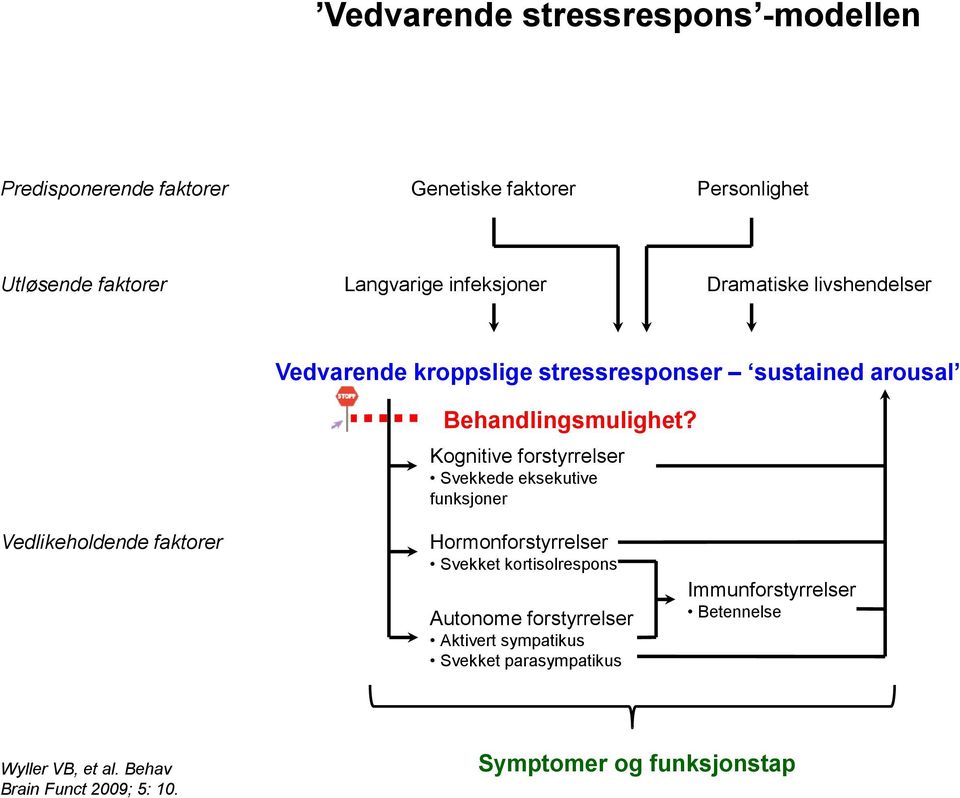 Kognitive forstyrrelser Svekkede eksekutive funksjoner Vedlikeholdende faktorer Hormonforstyrrelser Svekket kortisolrespons Autonome