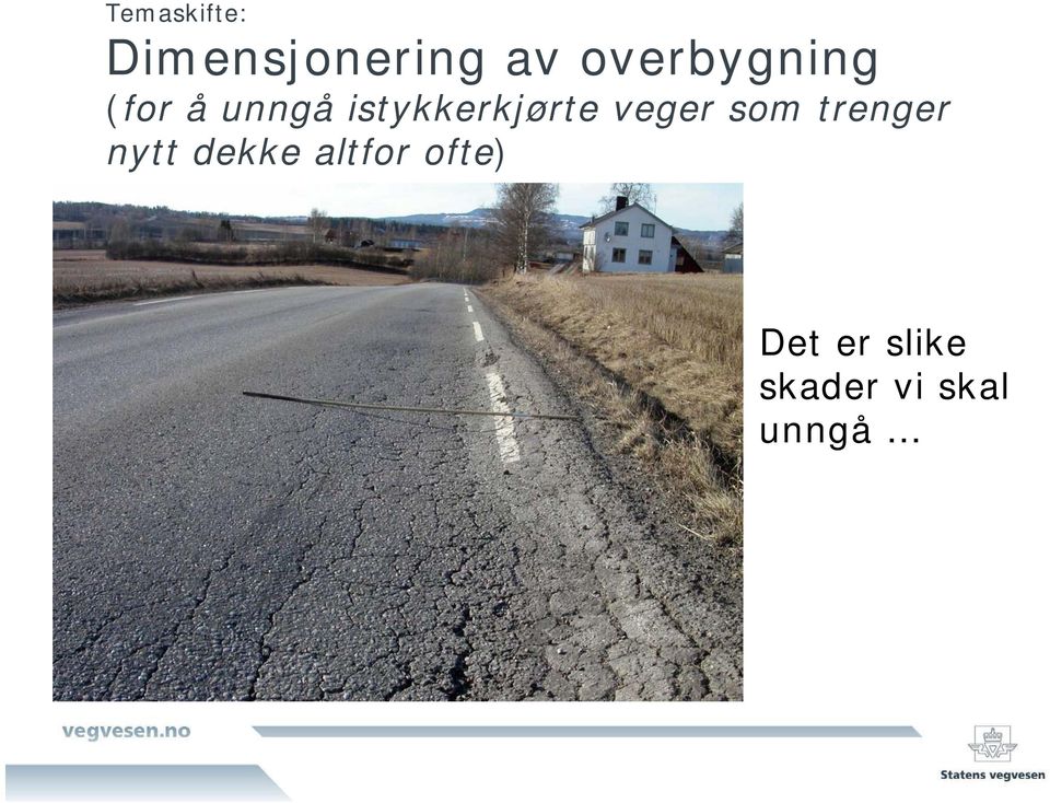 istykkerkjørte veger som trenger