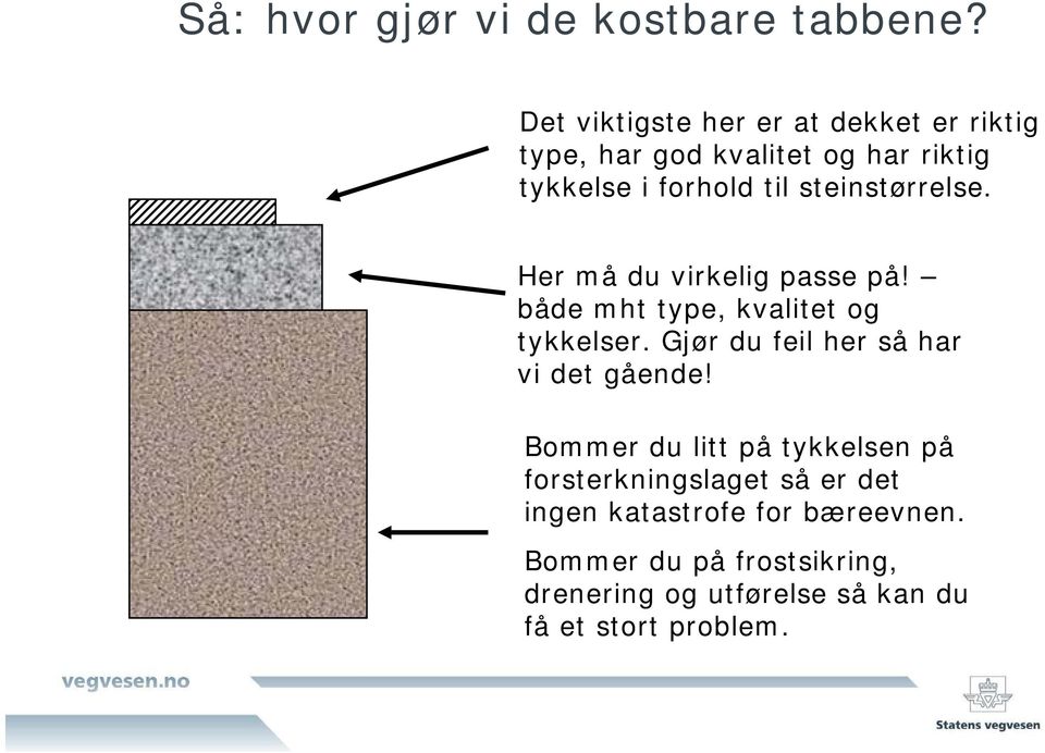 steinstørrelse. Her må du virkelig passe på! både mht type, kvalitet og tykkelser.