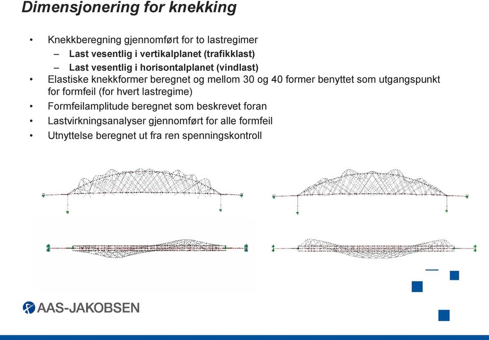 40 former benyttet som utgangspunkt for formfeil (for hvert lastregime) Formfeilamplitude beregnet som