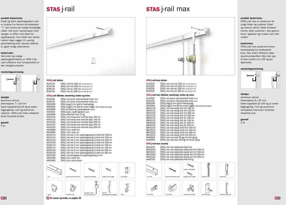 STAS j-rail max er konstruert for tunge bilder og malerier. Enkel og massivt sterkt. Dette forklarer hvorfor dette systemet i stor grad er brukt i gallerier og museer over hele verden.