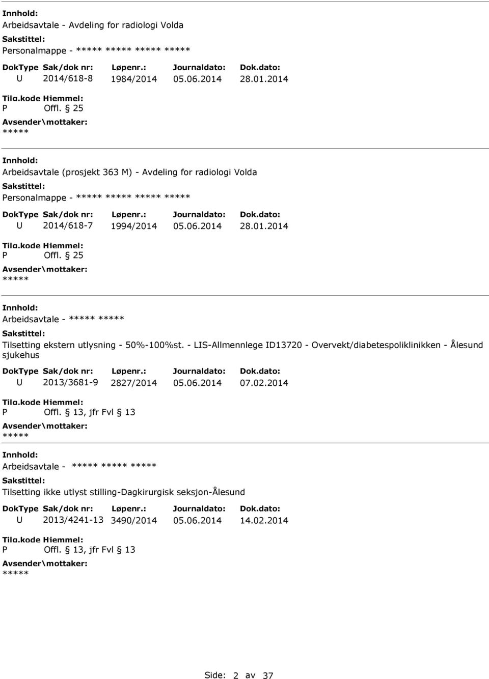 25 28.01.2014 Arbeidsavtale - Tilsetting ekstern utlysning - 50%-100%st.