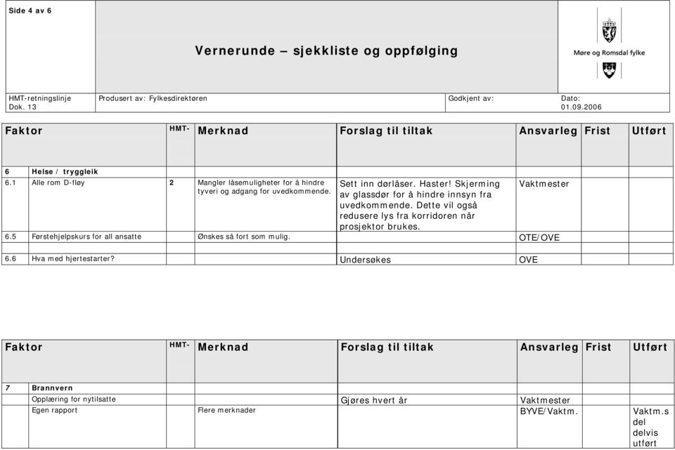 Skjerming av glassdør for å hindre innsyn fra uvedkommende. Dette vil også redusere lys fra korridoren når prosjektor brukes. 6.