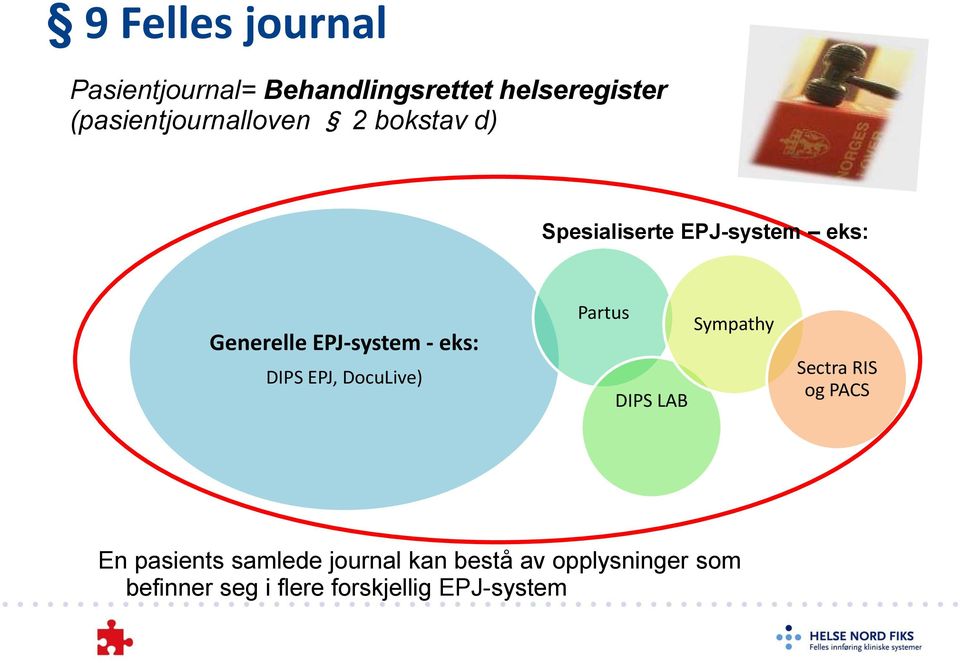 EPJ-system - eks: DIPS EPJ, DocuLive) Partus DIPS LAB Sympathy Sectra RIS og